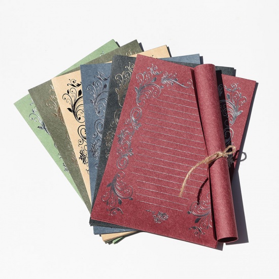 Immagine di Carta Carta da lettera Rettangolo Colore di Vino Rosso Lunghezza: 20.9cm, Larghezza: 14.4cm, 1 Pacchetto ( 4 Pz/Pacchetto)
