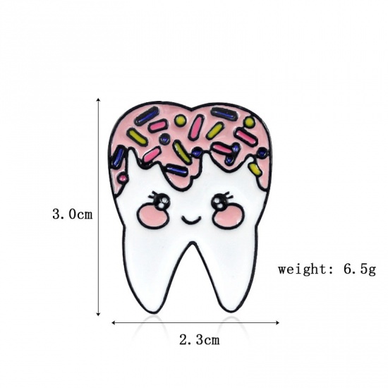 Изображение Основы для Брошей Зуб Розовый С Эмалью 30мм x 23мм, 1 ШТ