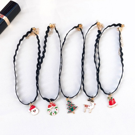 Picture of Choker Necklace White Christmas Reindeer Enamel 30cm(11 6/8") long, 1 Piece