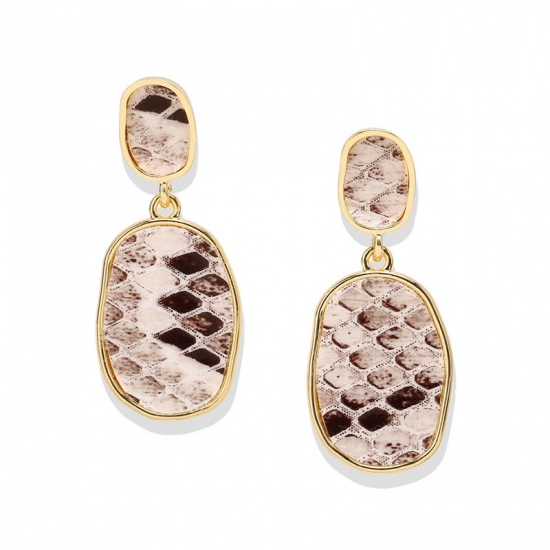 Picture of Earrings Gold Plated Oval Fish Scale 49mm x 18mm, 1 Pair