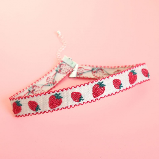 Picture of Choker Necklace White & Red Strawberry 30cm(11 6/8") long, 1 Piece