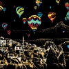 Image de Papier Scratch-Art Rectangle Ballon à Air Chaud Multicolore 40.5cm x 28.5cm, 1 Kit ( 2 Pcs/Kit)