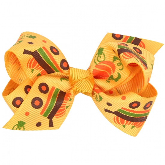 Picture of Hair Clips Findings Bowknot Halloween Pumpkin 8cm x 4cm, 1 Piece