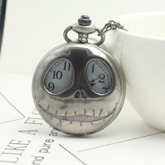 Picture of Pocket Watches Halloween Skull Gunmetal Battery Included 80cm long, 1 Piece