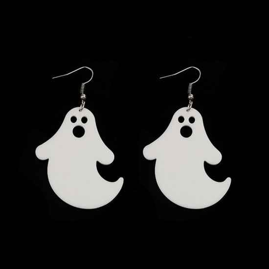Imagen de Acrílico Halloween Pendientes Blanco Halloween Fantasma 4.5cm x 3.5cm, 1 Par