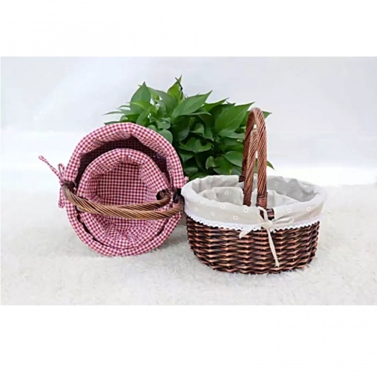 Picture of Rattan Storage Container Box Basket Red 25cm x 22cm, 1 Piece