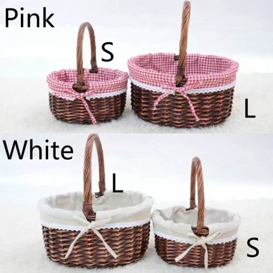 Picture of Rattan Storage Container Box Basket Red 25cm x 22cm, 1 Piece
