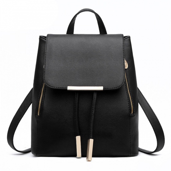 Picture of PU Leather Backpack Black 30cm x 24cm , 1 Piece