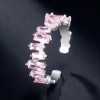 Picture of Brass Open Rings Platinum Plated Adjustable Pink Cubic Zirconia 1 Piece                                                                                                                                                                                       