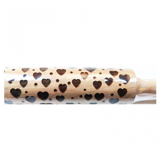 Picture of Khaki - style15 Christmas Deer Wooden Rolling Pin Embossing Baking Cookies Noodle Biscuit Fondant Cake Dough Patterned Roller Snowflake