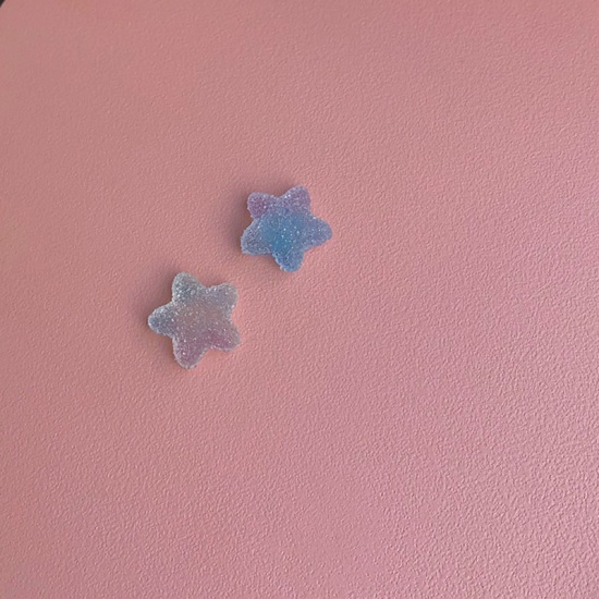 Picture of Ear Post Stud Earrings Blue Pentagram Star 20mm x 20mm, 1 Pair