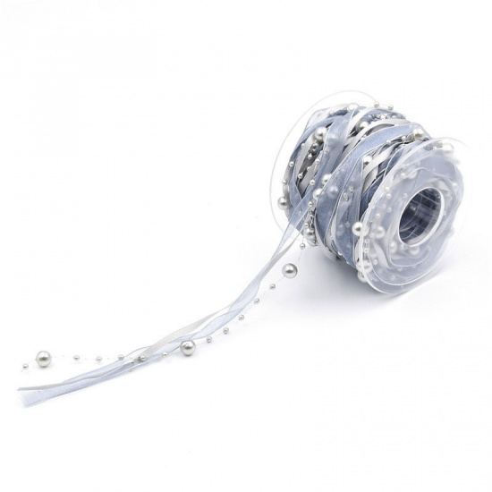 Bild von Grau kontrastgewebte Perlenkette mit 10 m / Kunststoffrolle