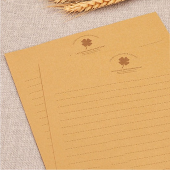 Image de Brown - Trèfle à quatre feuilles - Papier à lettre classique et romantique 8 feuilles / 1 kit