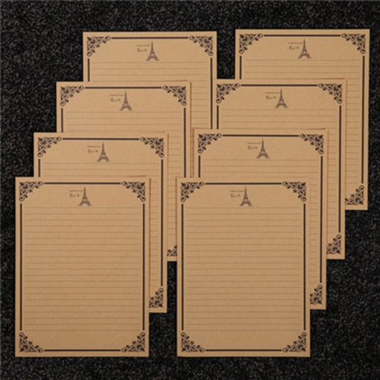 Immagine di Marrone - Carta intestata creativa romantica classica in carta intestata 8 fogli in -1 set