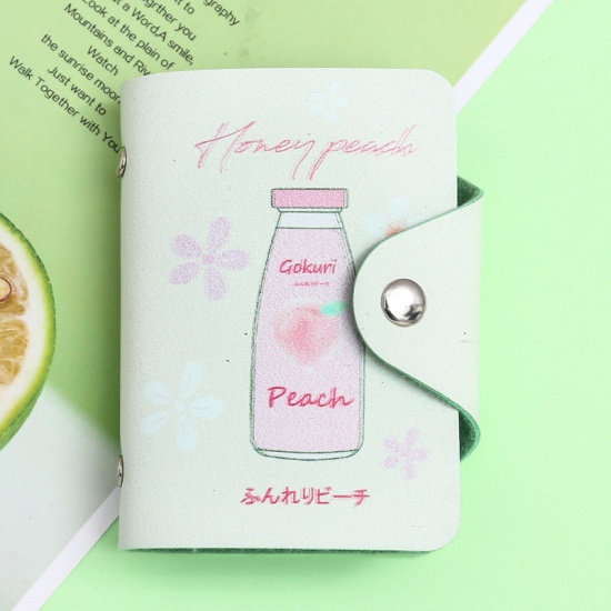 Immagine di Light Green - 5 # Cute Fruit Avocado Peach Milk Drinks Porta carte PU Portafoglio Porta monete