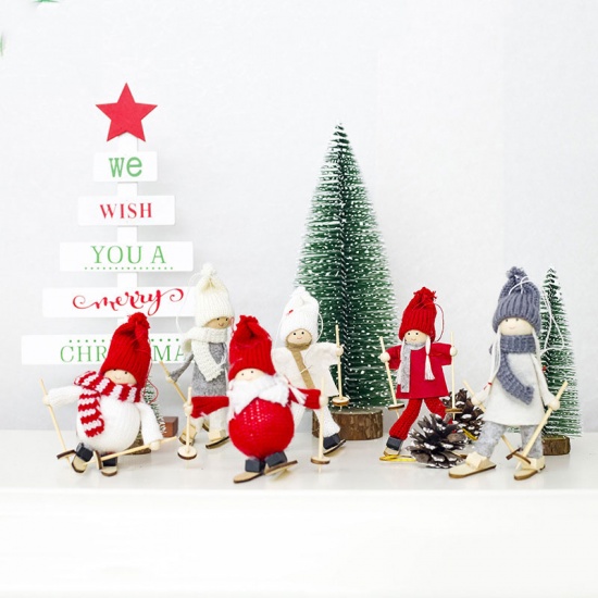 Picture of White - style4 Cute Christmas Tree Decoration Kawaii Christmas Angel Girl Ski Pendant For Home New Year Party Hanging Doll Decor Kids Gift