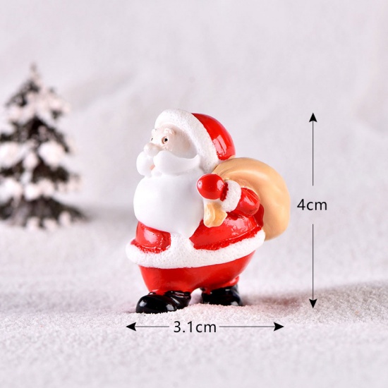 Picture of Resin Micro Landscape Miniature Decoration Red Christmas Santa Claus 4cm x 3.1cm, 1 Piece