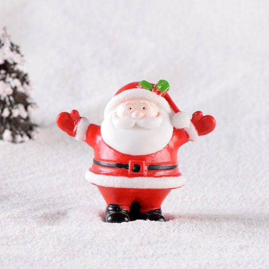 Picture of Resin Micro Landscape Miniature Decoration Red Christmas Santa Claus 4.7cm x 4.3cm, 1 Piece