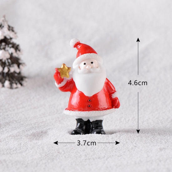 Picture of Resin Micro Landscape Miniature Decoration Red Christmas Santa Claus 4.6cm x 3.7cm, 1 Piece