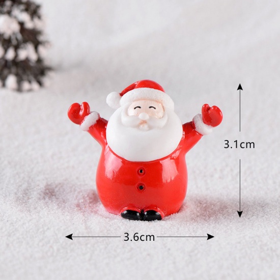 Picture of Resin Micro Landscape Miniature Decoration Red Christmas Santa Claus 3.6cm x 3.1cm, 1 Piece