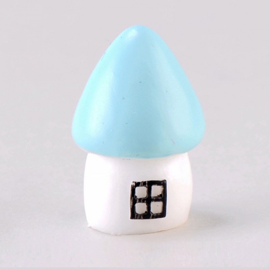Picture of Blue - style15 New Year Christmas small house micro landscape home decoration garden miniature statue DIY resin crafts toy ornaments