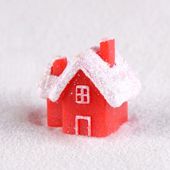 Picture of White & Red - style1 Kawaii Christmas Snow House Decor Figurines Fairy Garden Miniatures Resin Craft Micro Landscape Home Décor Navidad - S