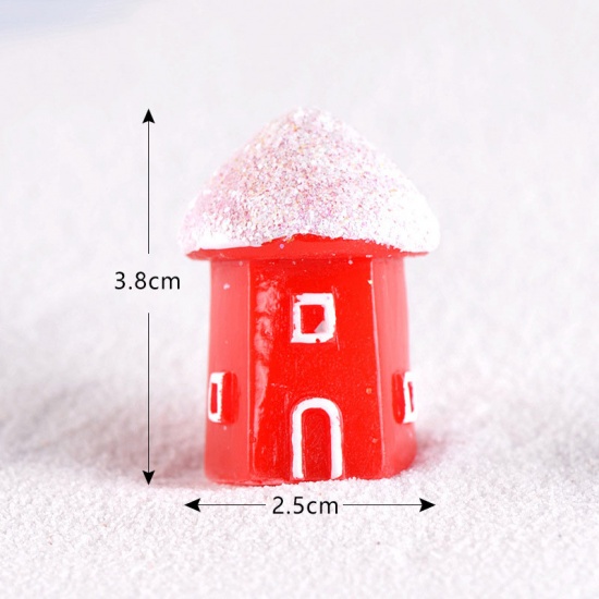 Picture of White & Red - style3 Kawaii Christmas Snow House Decor Figurines Fairy Garden Miniatures Resin Craft Micro Landscape Home Décor Navidad - S