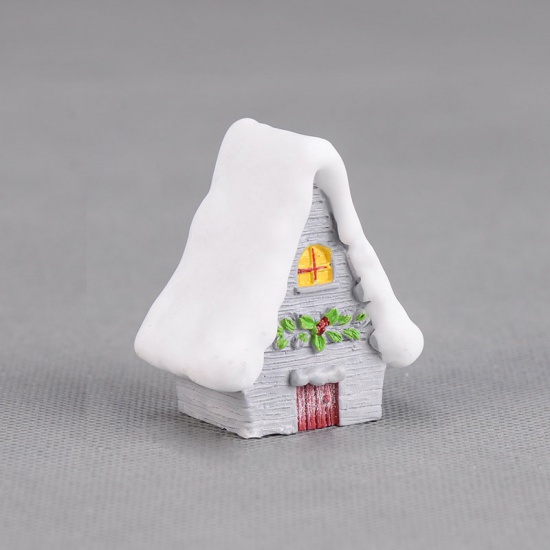 Imagen de Gris - Gris Mini Navidad decorar adornos de bricolaje Nieve Santa Casa Estatuillas Hadas Jardín Miniaturas Mini Navidad Nieve Paisaje Niños Regalo