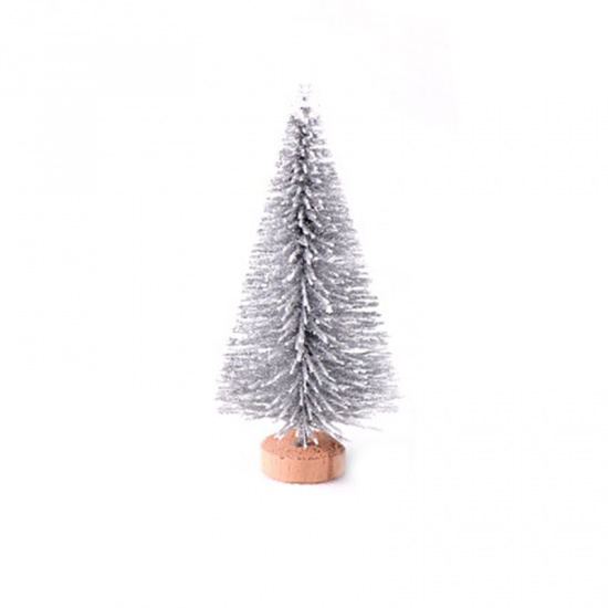 Imagen de Plata - Estilo5 Copos de nieve artificiales Árbol de Navidad Decoración navideña Decoración Navidad Verde Plata Mini árbol