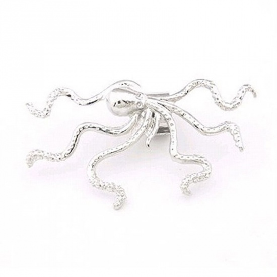 Picture of Ear Cuffs Clip Wrap Earrings Antique Silver Octopus 1 Piece