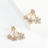 Picture of Ear Jacket Stud Earrings Gold Plated Flower Clear Rhinestone 3cm x 2.3cm, 1 Pair