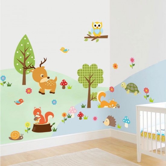 Picture of Multicolor - Wall Stickers DIY Kids Forest Animals Owl Children's Room Bedroom Background Muurstickers Voor Kinderkamers Duvar Sticker Room