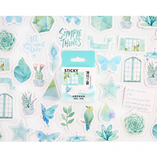 Immagine di Multicolor - Mint Summer Girl Generation Series 46 pezzi Manuale creativo Decorazione Manuale Materiale Adesivo album