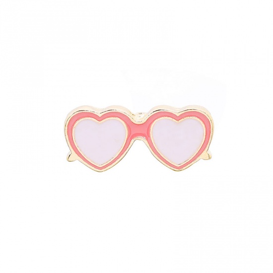 Picture of Pin Brooches Eye Heart Pink 24mm x 10mm, 1 Piece