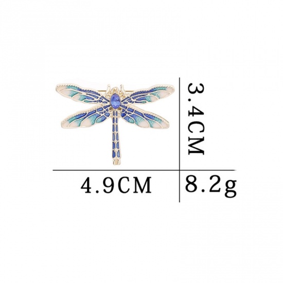 Picture of Pin Brooches Dragonfly Animal Blue 4.9cm x 3.4cm, 1 Piece