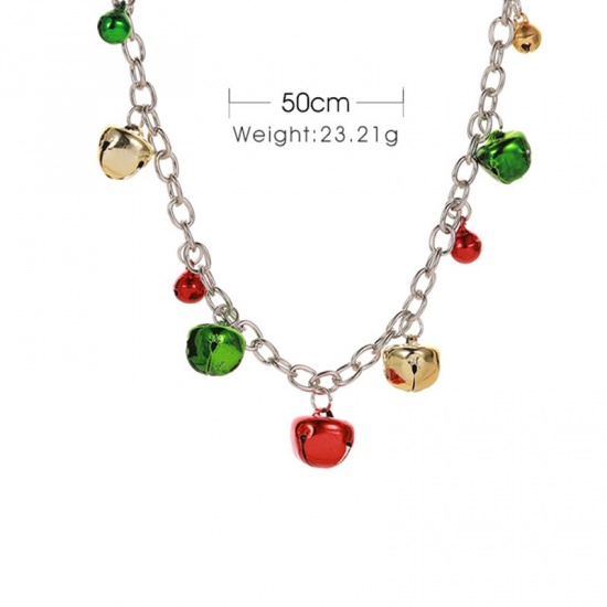 Bild von Halskette Vergoldet Bunt Weihnachten Jingling Schelle 50cm lang, 1 Strang