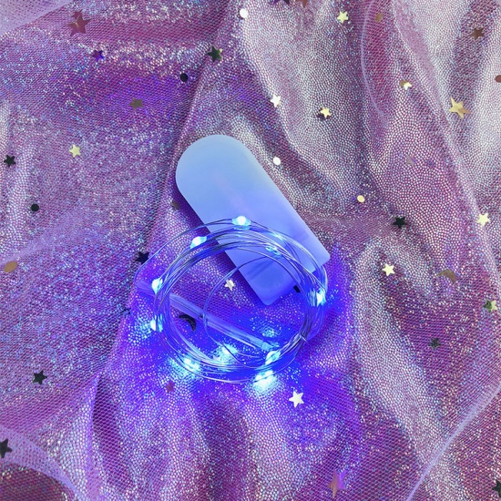 Imagen de Azul 1 M LED luz de centelleo para regalo de flores Romántico alambre de cobre Luz de cadena Topper de pastel Postre Decoración de mesa para manualidades DIY Fiesta de cumpleaños
