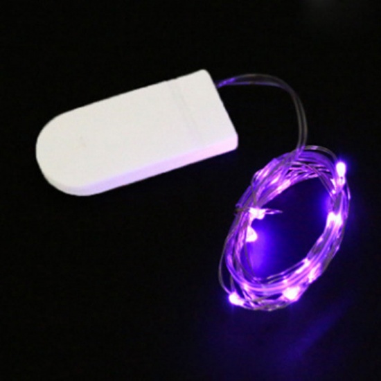 Image de Violet 1 M LED guirlande lumineuse fil d'argent LED guirlande sur piles gâteau fleur bouteille cadeau LED décoratives