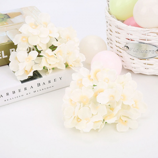 Picture of Creamy - White - Style5 Simulation Hydrangea Artificial Flower DIY Wedding Wall Decoration Artificial Flower Family Festival Party Event