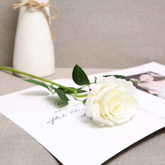 白-Style9シミュレーション人工シングルシミュレーションフラワー ローズフェイク結婚式センターピースホームパーティー装飾花 の画像