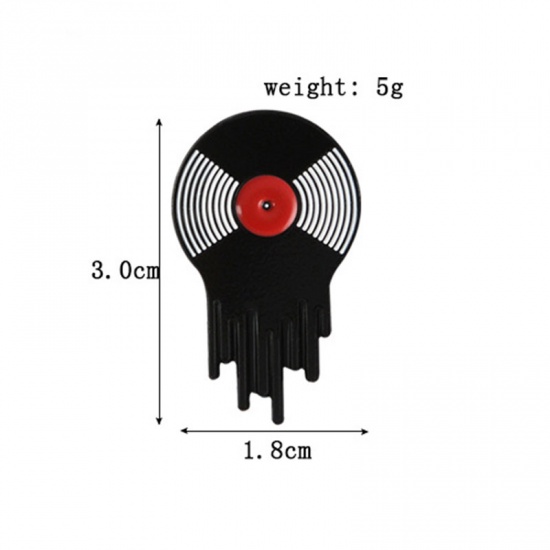 Bild von Brosche Schallplatten Schwarz & Rot Emaille 3cm x 1.8cm, 1 Stück