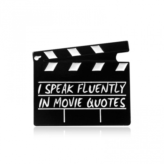 Bild von Brosche Filmklappe Schwarz & Weiß Emaille 26mm x 23mm, 1 Stück