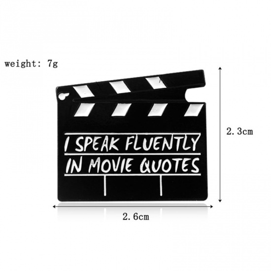 Picture of Pin Brooches Movie Clapper Board Black & White Enamel 26mm x 23mm, 1 Piece