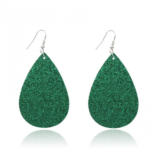 Picture of Christmas Earrings Green Drop Glitter 7.5cm x 4cm, 1 Pair