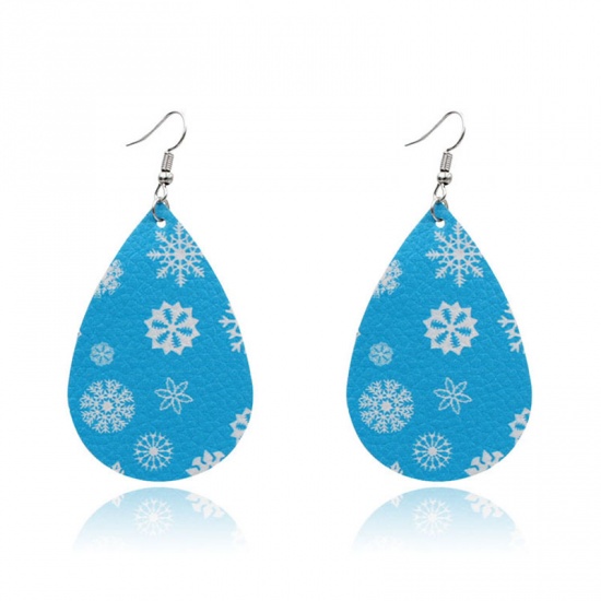 Picture of Earrings Blue Drop Christmas Snowflake 7.5cm x 4cm, 1 Pair