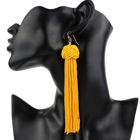 Picture of Tassel Earrings Yellow 1 Pair