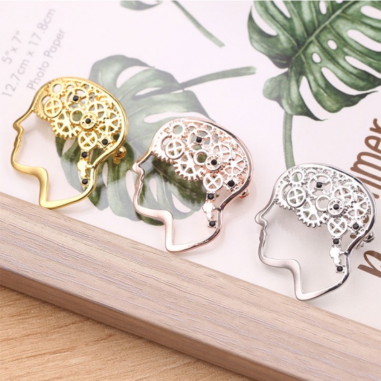 Picture of Pin Brooches Cerebrum/ Brain Gold Plated 3.3cm x 2.9cm, 1 Piece