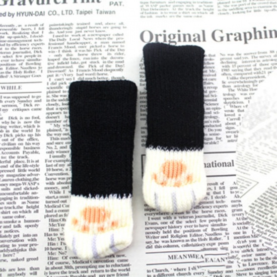 Picture of Black - Style4 4Pcs/set Chair foot cover Knitted Cat table Leg Socks Furniture Feet Sleeve Floor Non-Slip Protector