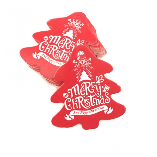 Immagine di Carta Tag appesi Albero di Natale Bianco & Rosso 5.5cm x 5cm, 1 Serie (Circa 100Pz/Serie)