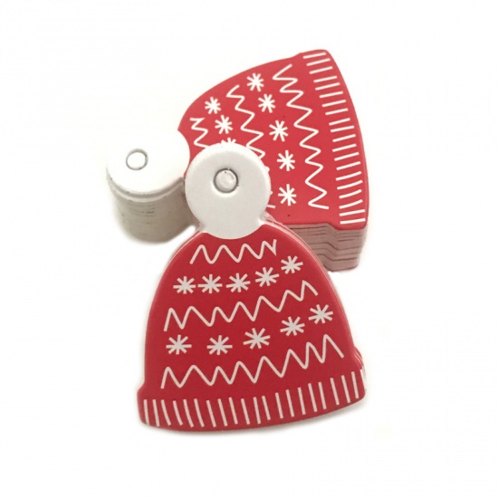 Изображение Бумага Висячие метки Рождество шляпы Белый & Красный 1 Комплект (Около 50 Шт/Комплект)